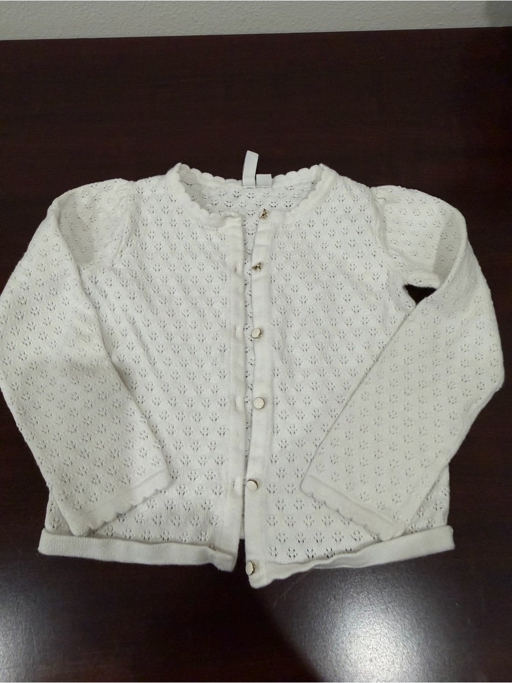 Janie & Jack girls White Knit Cardigan - size 6.